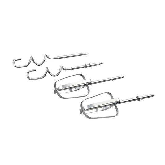 Accesorios de acero inoxidable para batidora de mano Oster, dos ganchos y dos batidores.