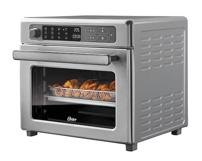 Horno eléctrico digital Oster acero inoxidable con freidora de aire y pantalla LED, 22 litros.