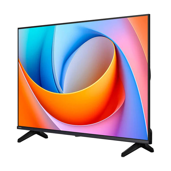 Pantalla Hisense Smart TV 43 pulgadas con marco delgado y soporte en V negro.