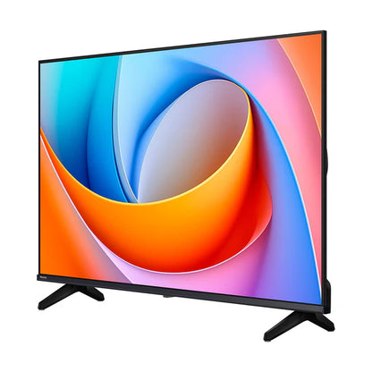 Pantalla Hisense Smart TV 43 pulgadas con marco delgado y soporte en V negro.