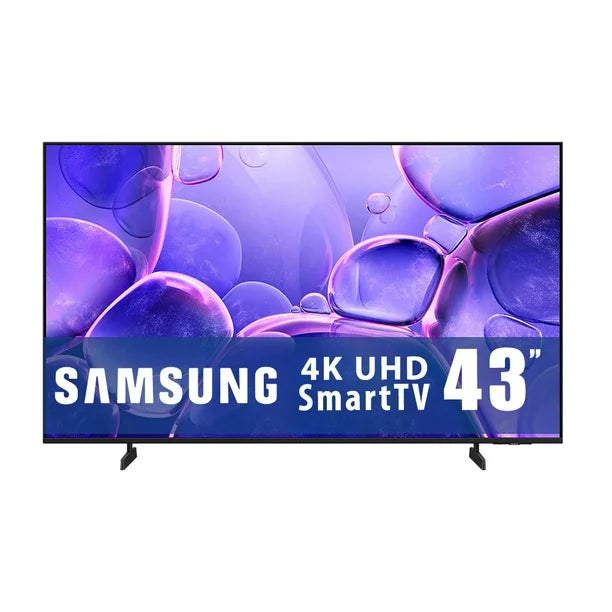 Pantalla Samsung 43" UHD 4K Smart TV diseño delgado con biseles estrechos color negro.