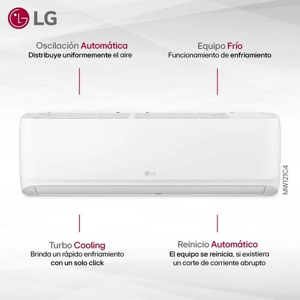 Aire Acondicionado Minisplit LG 12,000 BTUs MW121C4