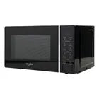 Microondas Whirlpool compacto negro 20 litros con panel táctil y puerta con ventana transparente.