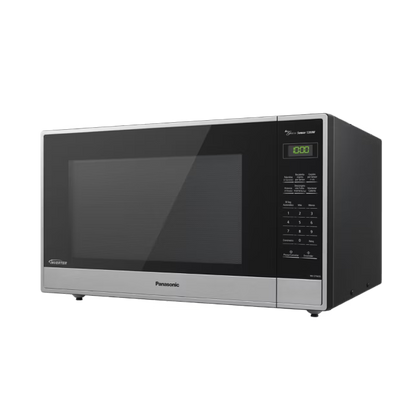 Microondas Panasonic Inverter NN-ST965SRPH acero inoxidable con panel digital y botones táctiles negros.