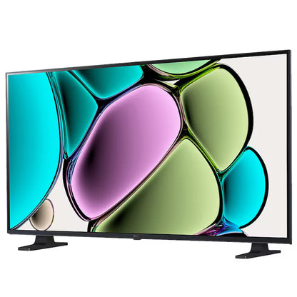 Pantalla LG 32 pulgadas HD Smart TV 32R65013PSA con base negra y diseño ultradelgado.