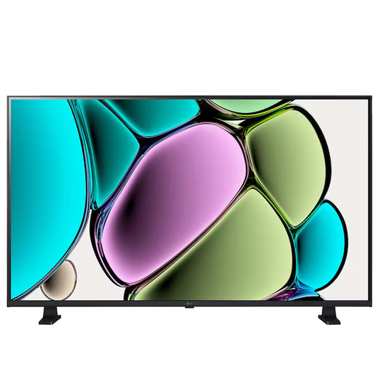 Pantalla LG 32" Smart TV 32R65013PSA con marco negro delgado y base de dos patas.