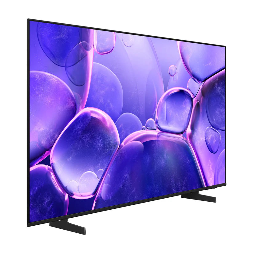 Pantalla Samsung 50" 4K UHD Smart TV con diseño delgado y base en dos patas negras.