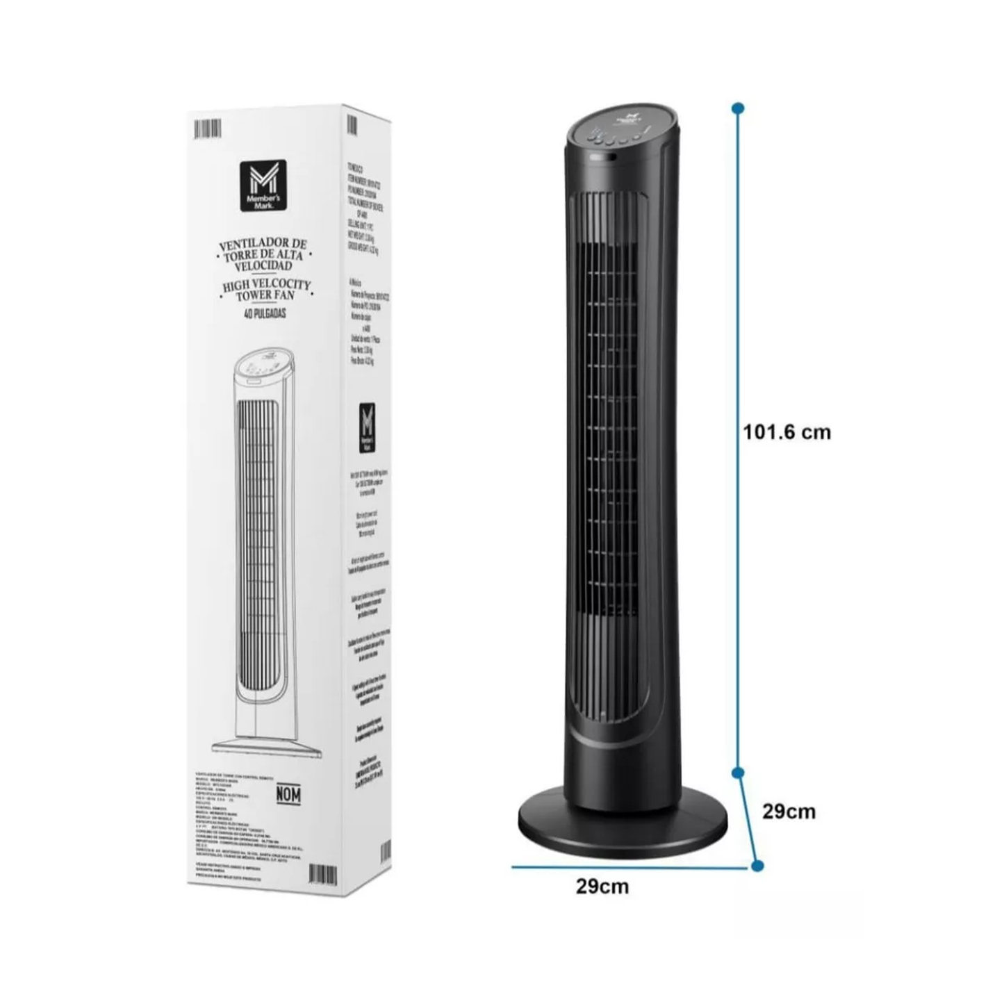 Ventilador de Torre Members Mark 40"- Potente y Silencioso