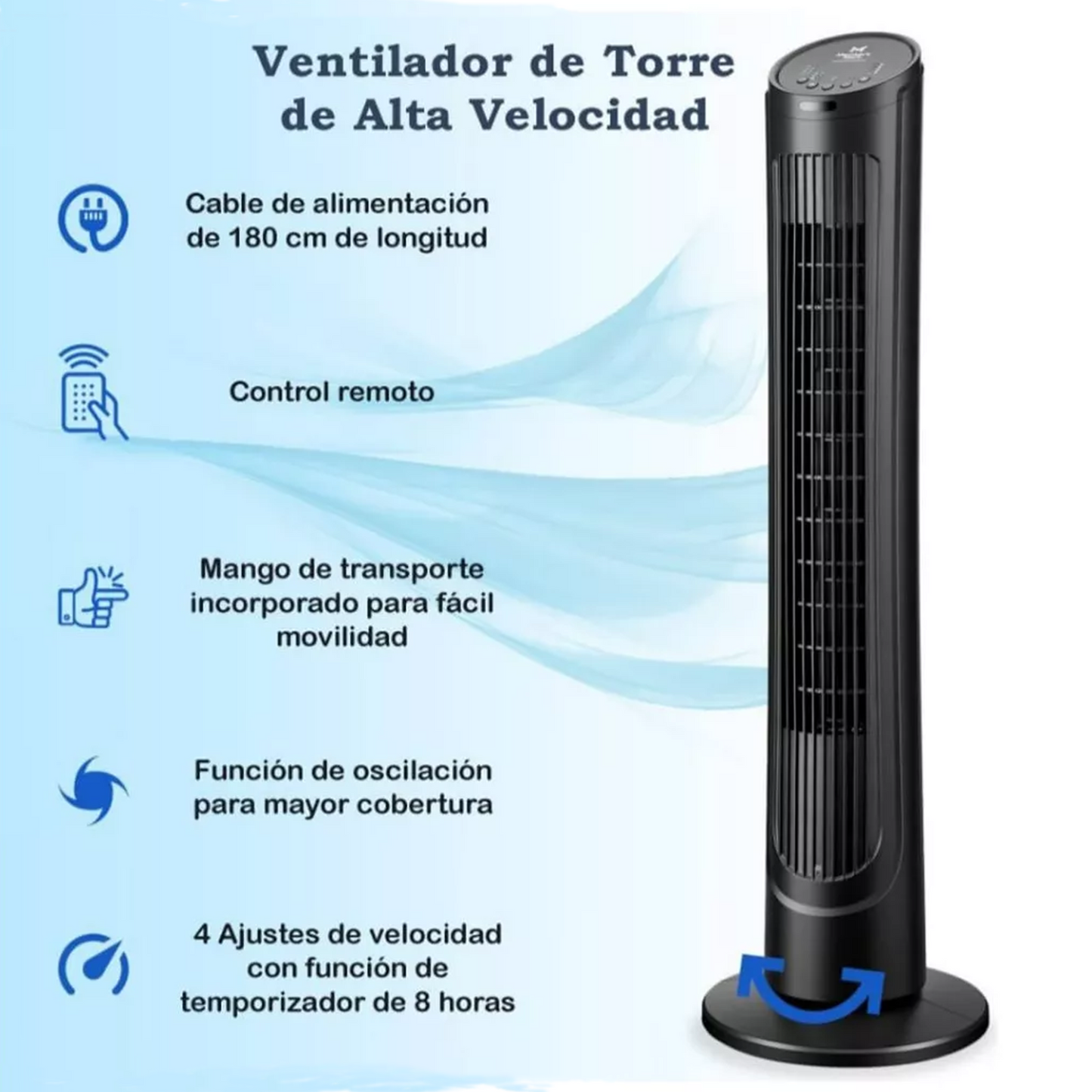 Ventilador de Torre Members Mark 40"- Potente y Silencioso